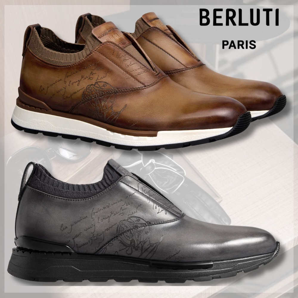 Berluti メンズスニーカー Fast Track スリッポン スクリット
