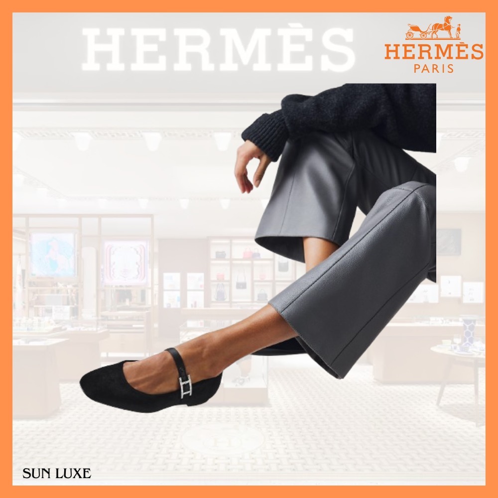 【エレガントな足元☆】HERMES Jane Ballerines 黒