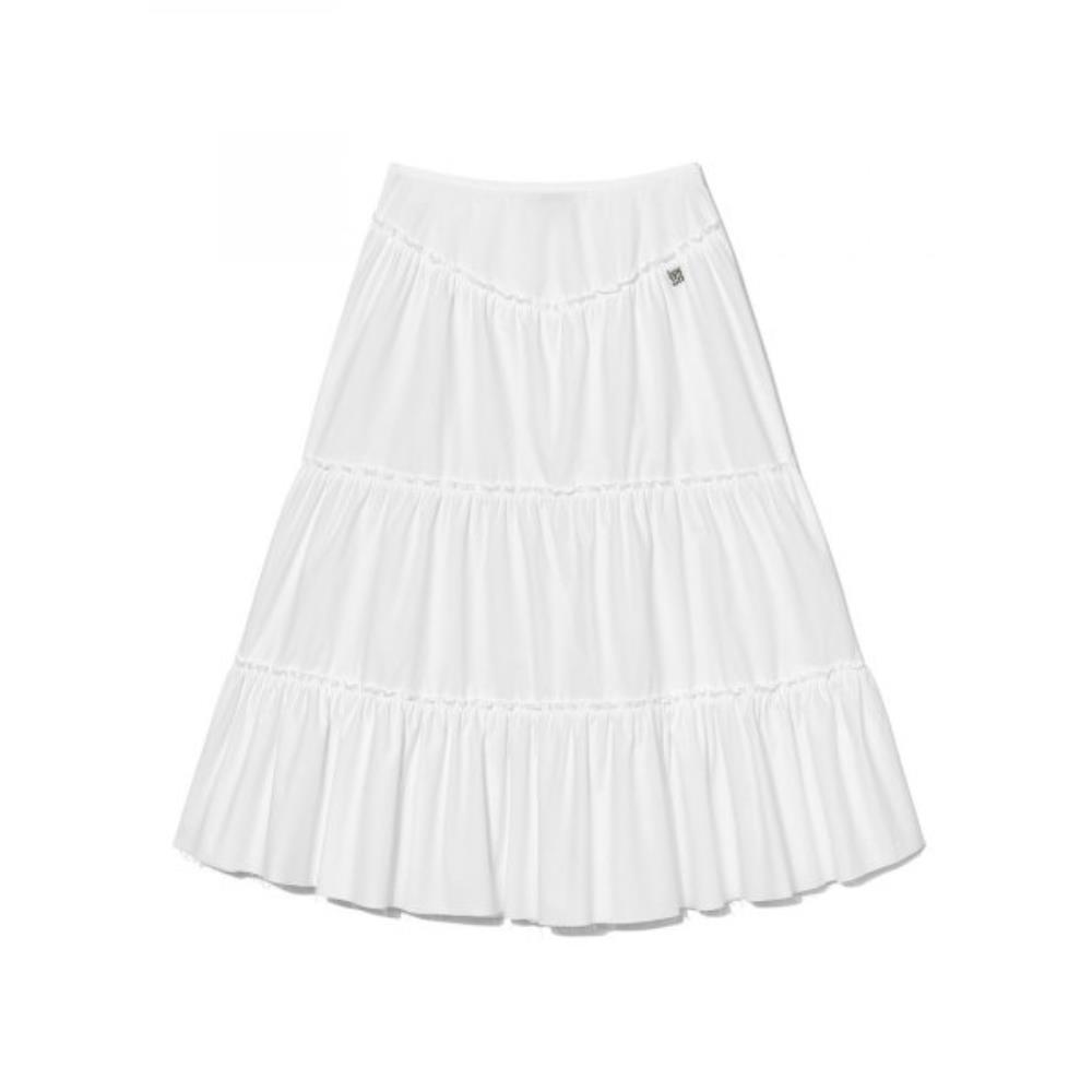 ★ GLOWNY★ RODEO TIERED RUFFLE SKIRT WHITE GY23BSK006WH