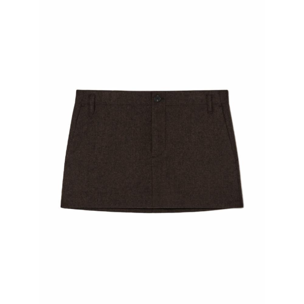 ★ GLOWNY★ G STRAIGHT WOOL MINI SKIRT BROWN GC24WTSK005BR