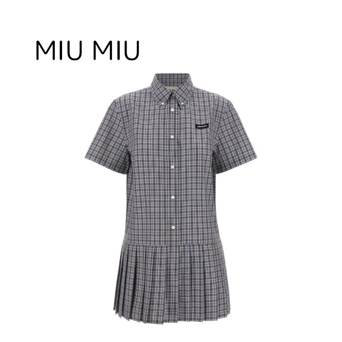 関税込◆MIU MIU◆プリーツ入り チェック ドレス