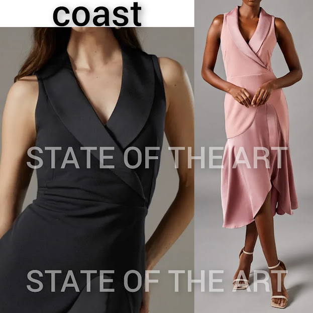 【COAST】タキシード風 スリーブレス ミディドレス