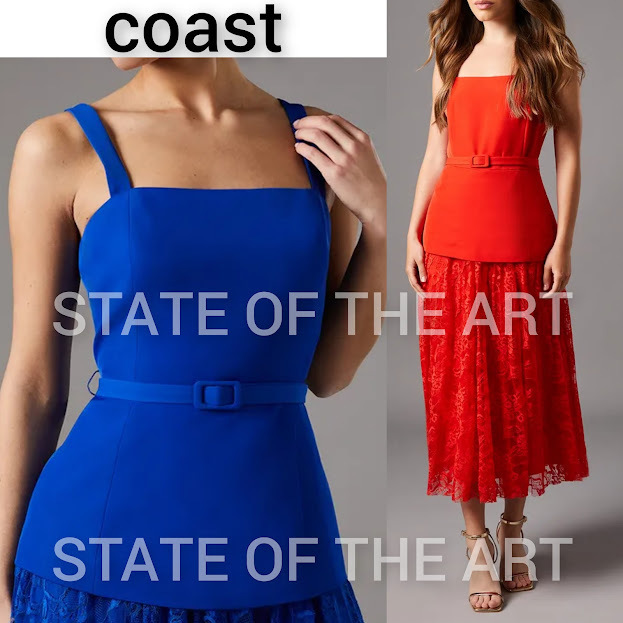 【COAST】スクエアネックトップ レースプリーツ ドレス