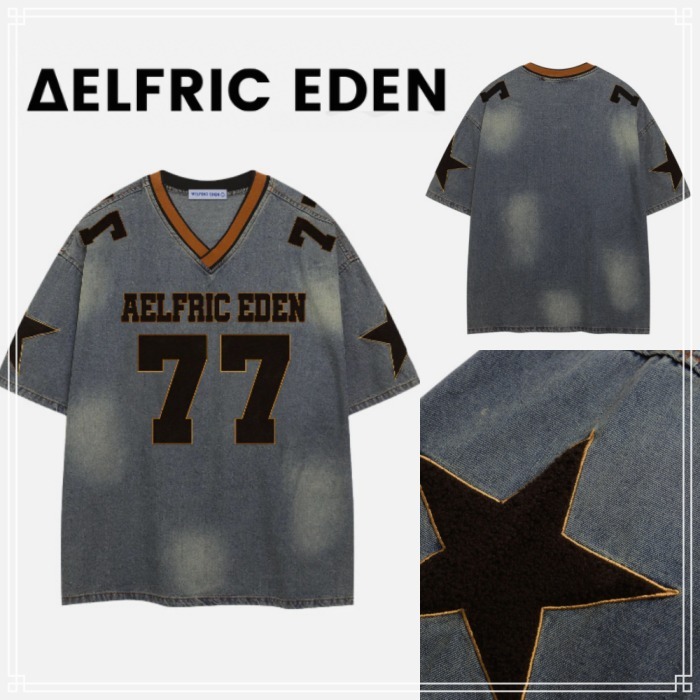 【Aelfric Eden】スター ウォッシュド デニム Tシャツ