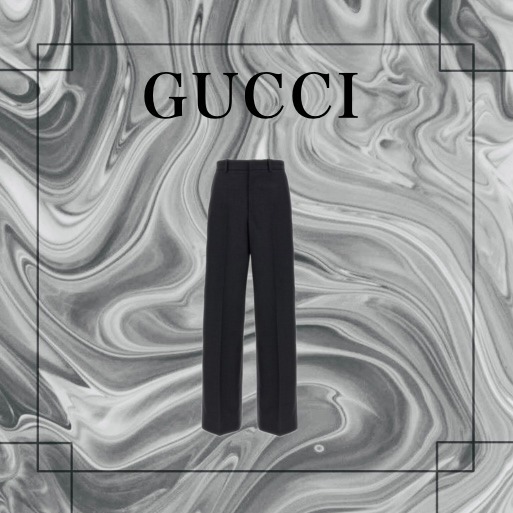 パンツ GUCCI Wide-Leg Gabardine Trousers