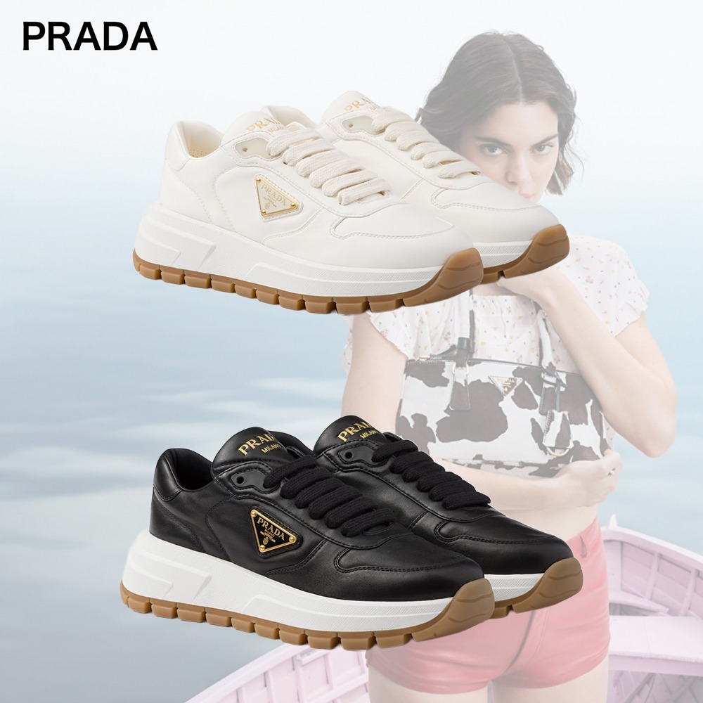【希少】PRADA Prax 01 ラバーソール レザー スニーカー 2色