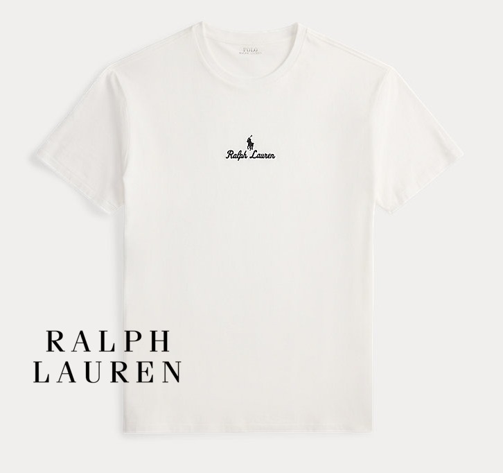 ★米国発*POLO*新作*Script ロゴ刺繍Tシャツ/White★