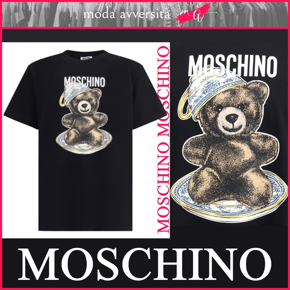 MOSCHINO モスキーノ ベア Tシャツ メンズ コットン 半袖 黒