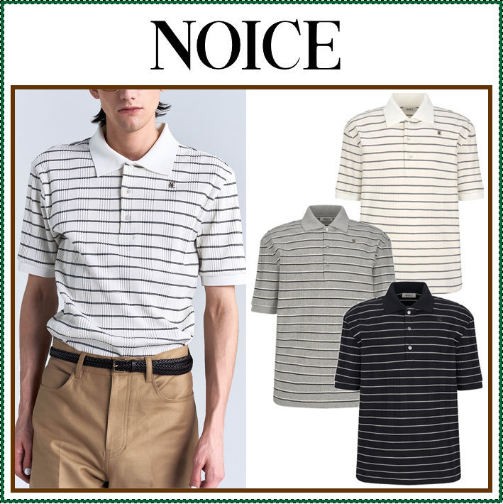 【NOICE】 LOGO STRIPED POLO T-SHIRT /追跡付