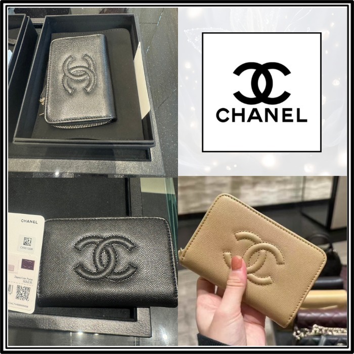 【薄型の手のひらサイズ♪】CHANEL × ジップコインパスケース