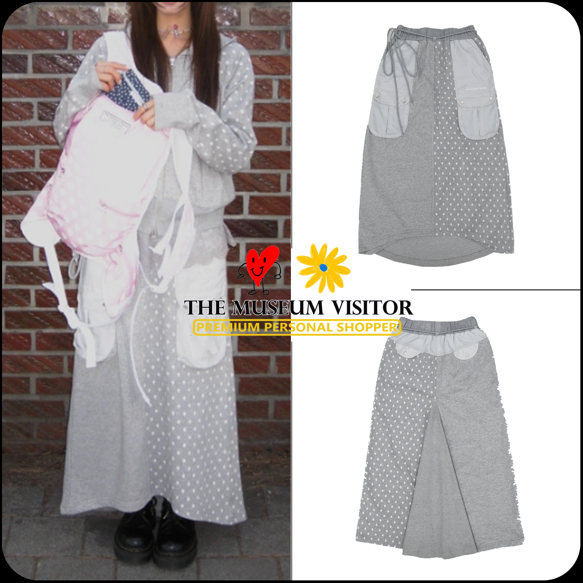 [THE MUSEUM VISITOR]★韓国人気★DOT MIXED MAXI SKIRT