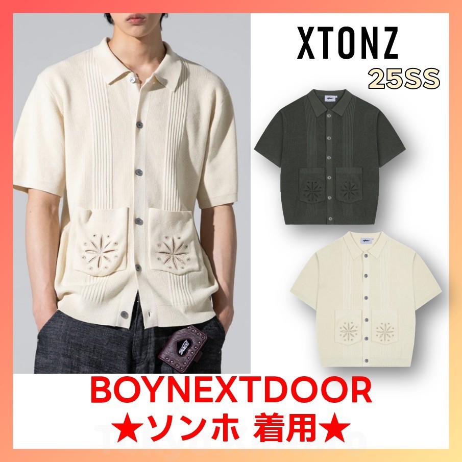 [XTONZ] Cuba Collar Short Sleeved Knit Cardigan ★大人気★