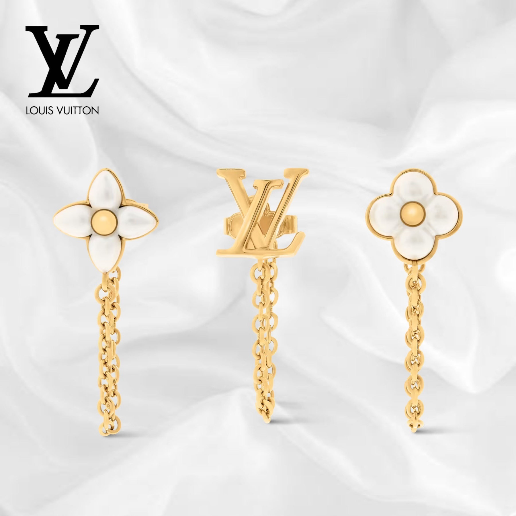 【ルイヴィトン】ピアス LV フローラグラム 3点セット