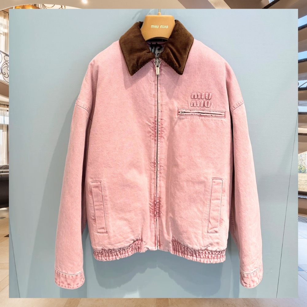 《大人可愛い》【MiuMiu】オーバーサイズ パッド デニムブルゾン