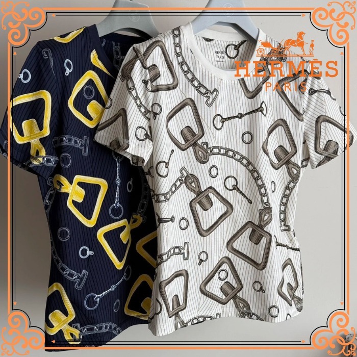 上品モードな逸品★【HERMES】馬具柄プリントTシャツ