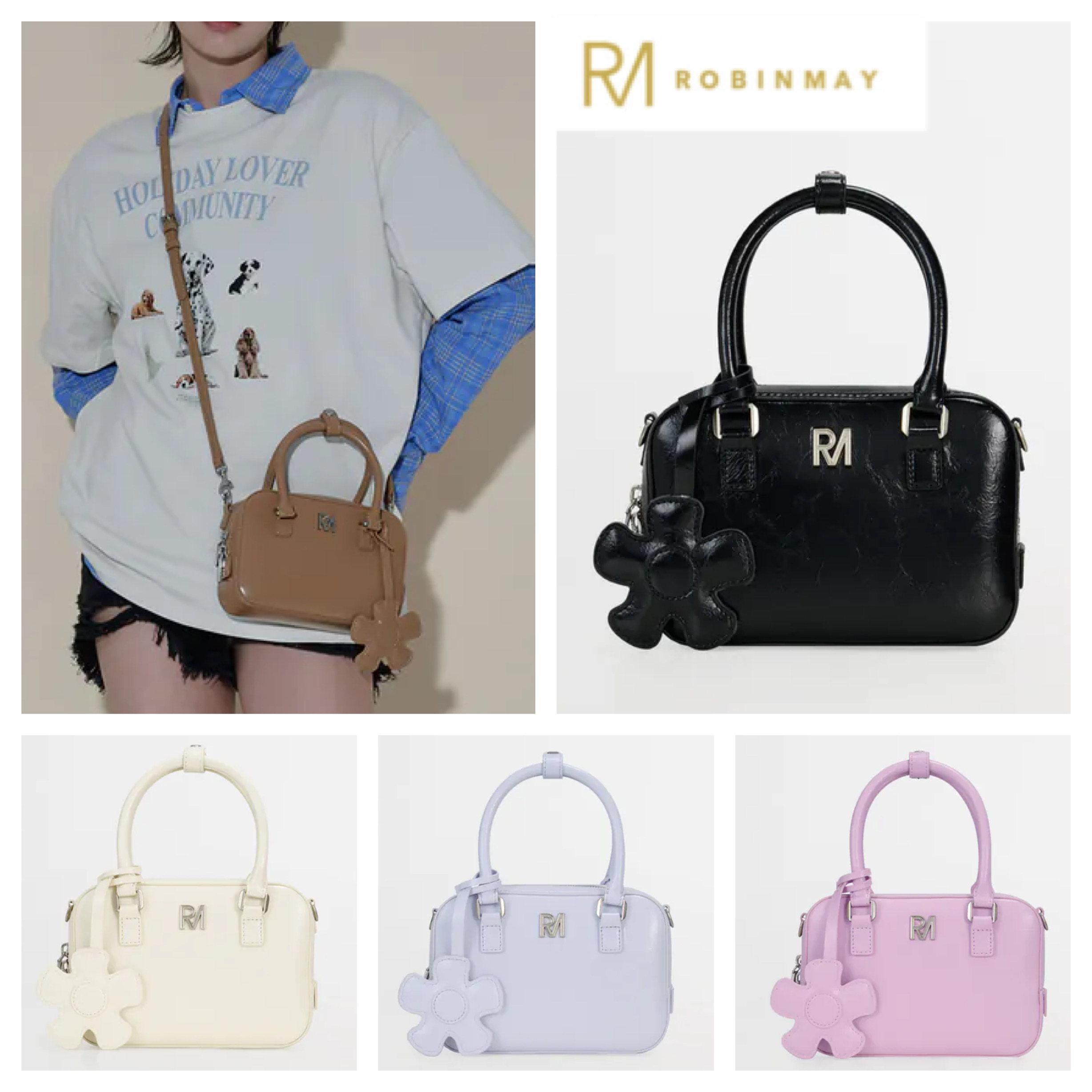 【ROBINMAY】PUレザーミニボストンバッグ2way(b248)/ 送関込