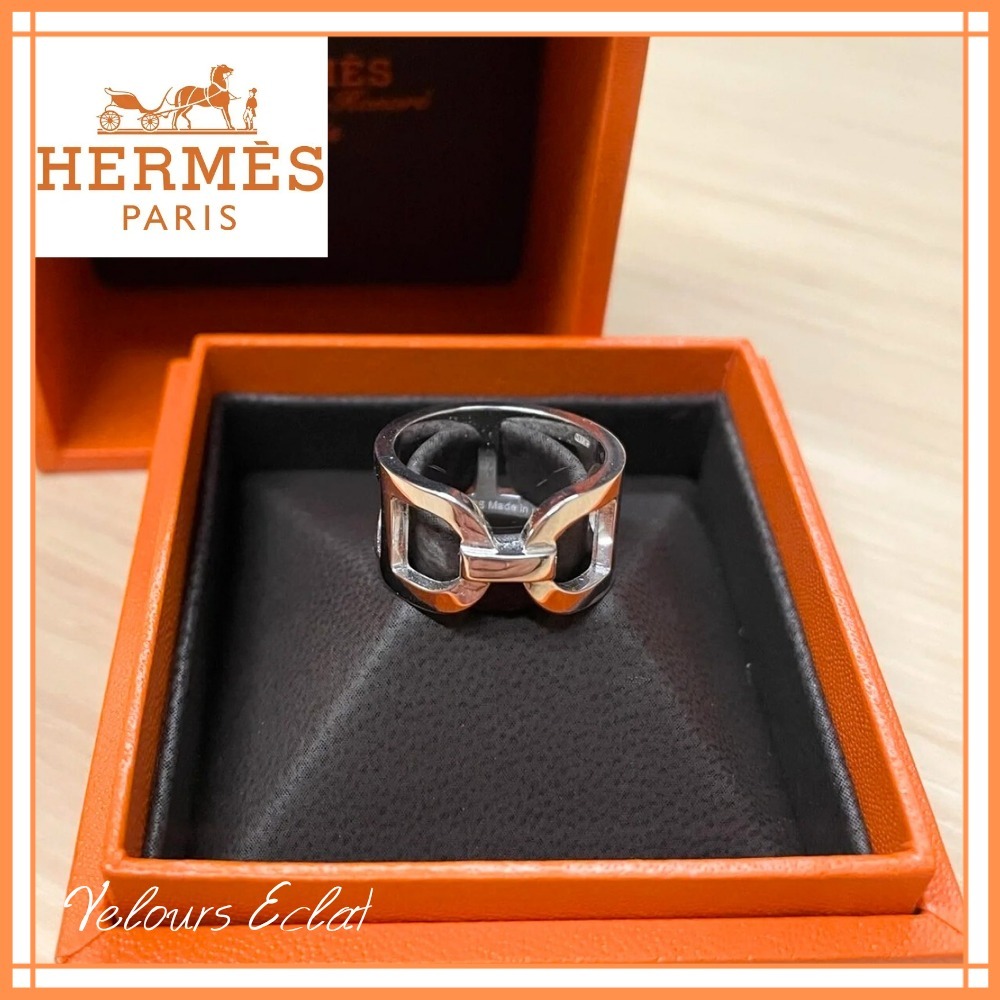 幅広いコーデにマッチ【HERMES】エバー シェーヌダンクル リング