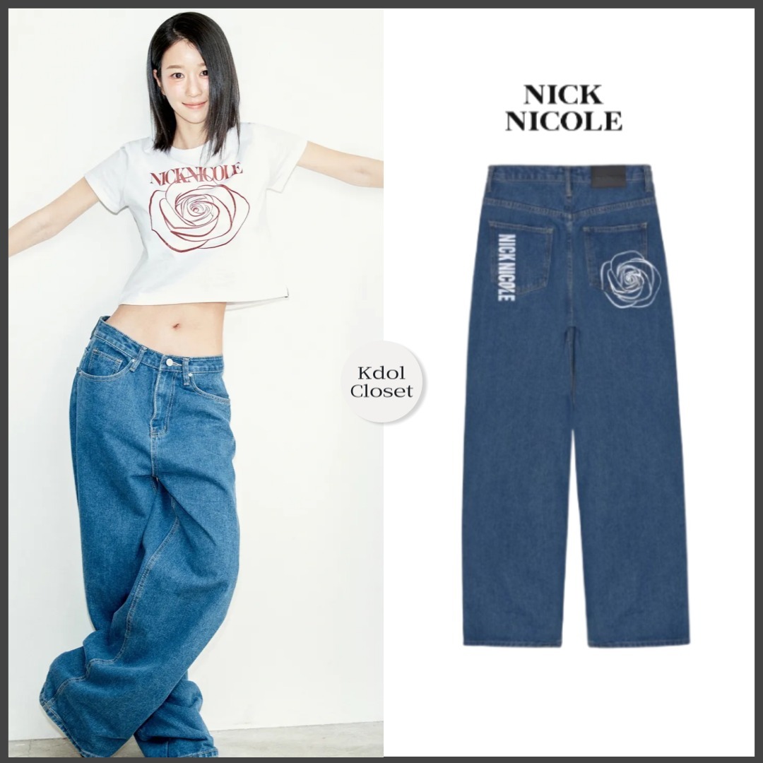 デニム・ジーパン [NICK&NICOLE] NICOLE ROSE PRINTING MINIMAL DENIM PANTS