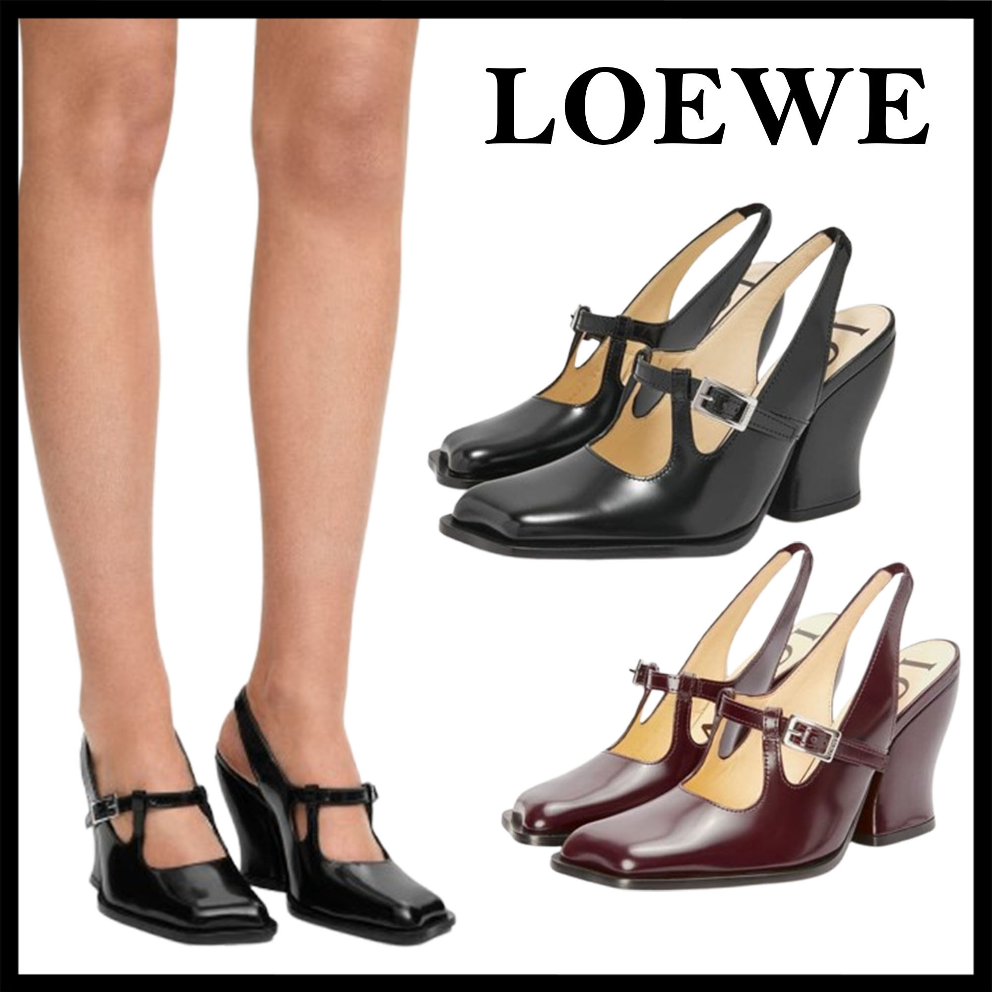 LOEWE直営店 カーフスキンのOndaスリングバックパンプス