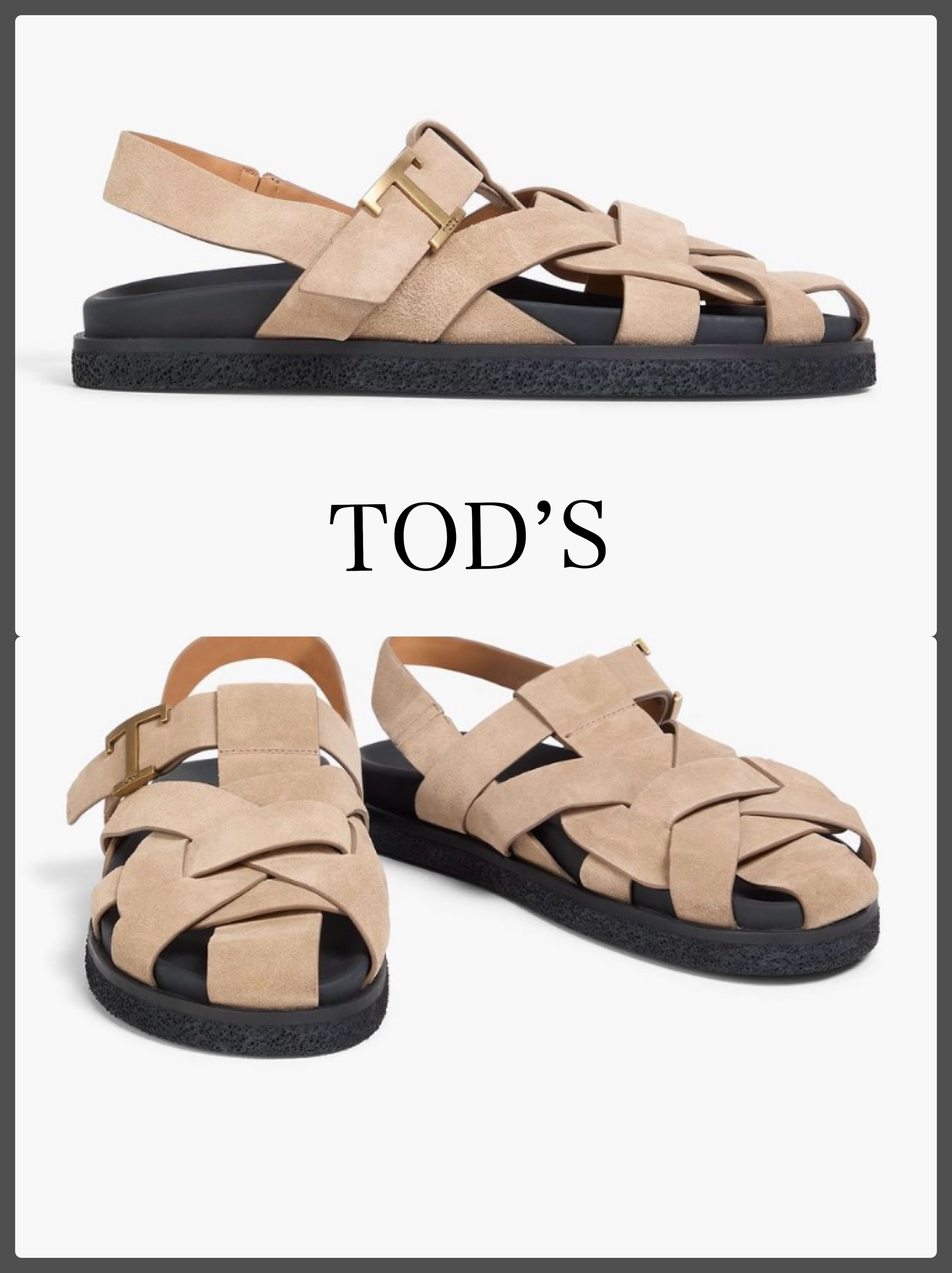 【TOD’S】編み込みスエードサンダル