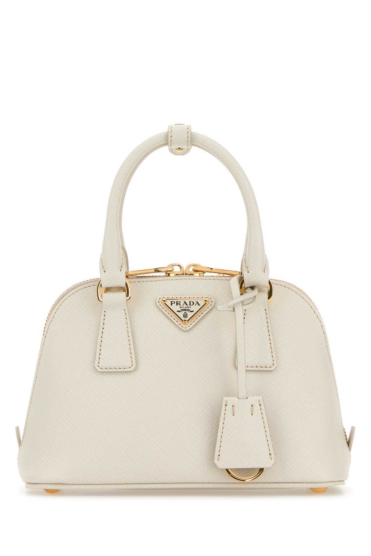 【PRADA】ホワイトレザーハンドバッグ