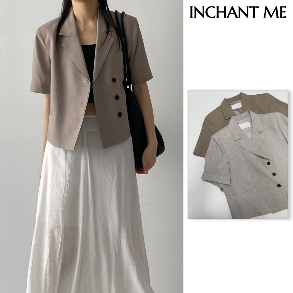 【INCHANT ME】[summer] Repair Van Double Crop Half Jacket