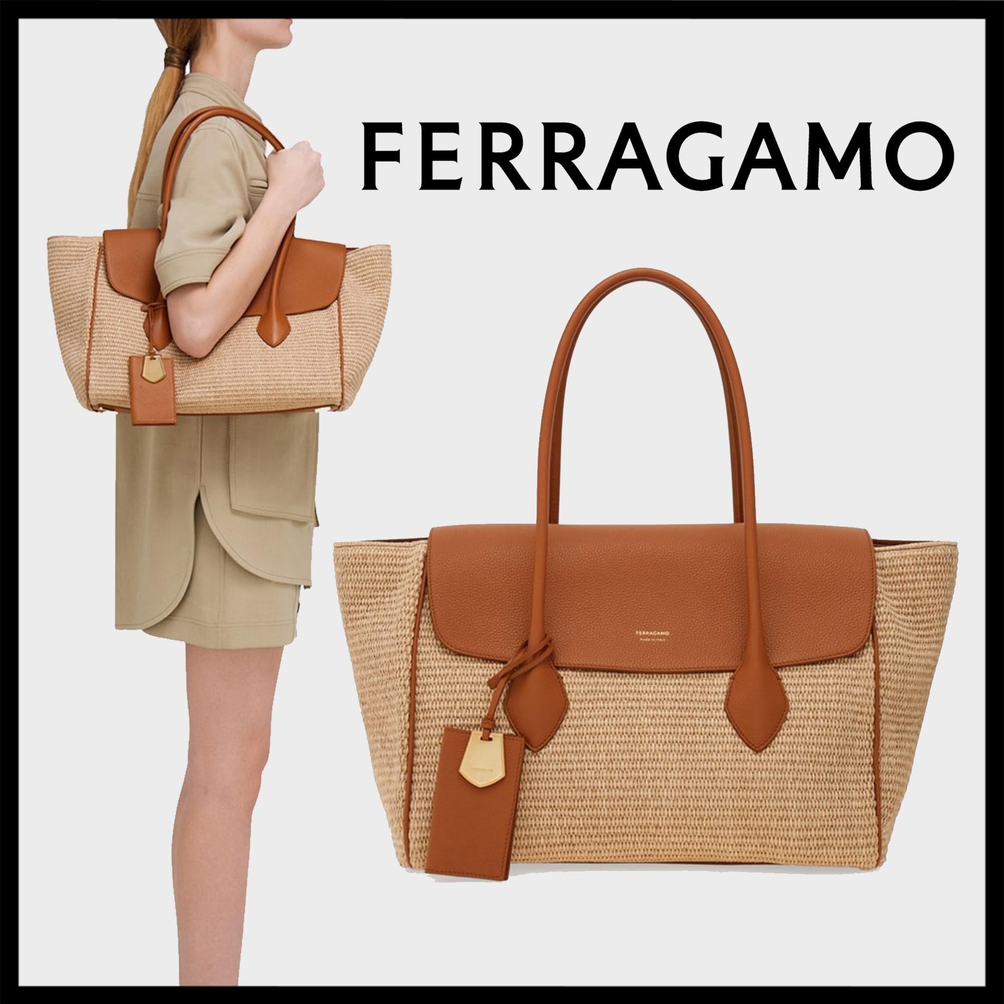 FERRAGAMO直営店 イーストウエストトートバッグ（L）