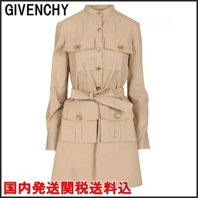 国内発 GIVENCHY コットンポプリンボタン長袖サファリドレス