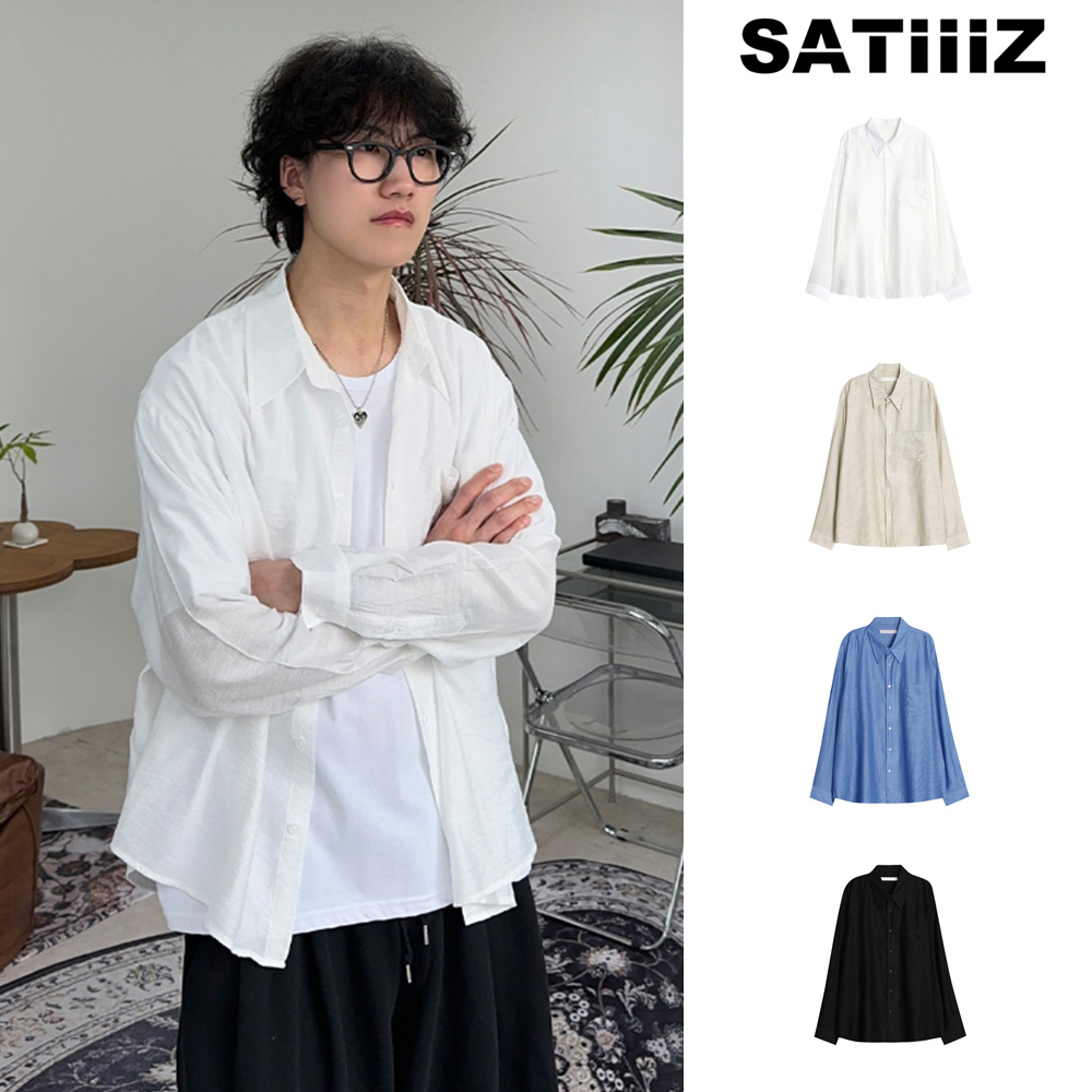 【SATIIIZ】Sharp Sheer Stripe Shirt