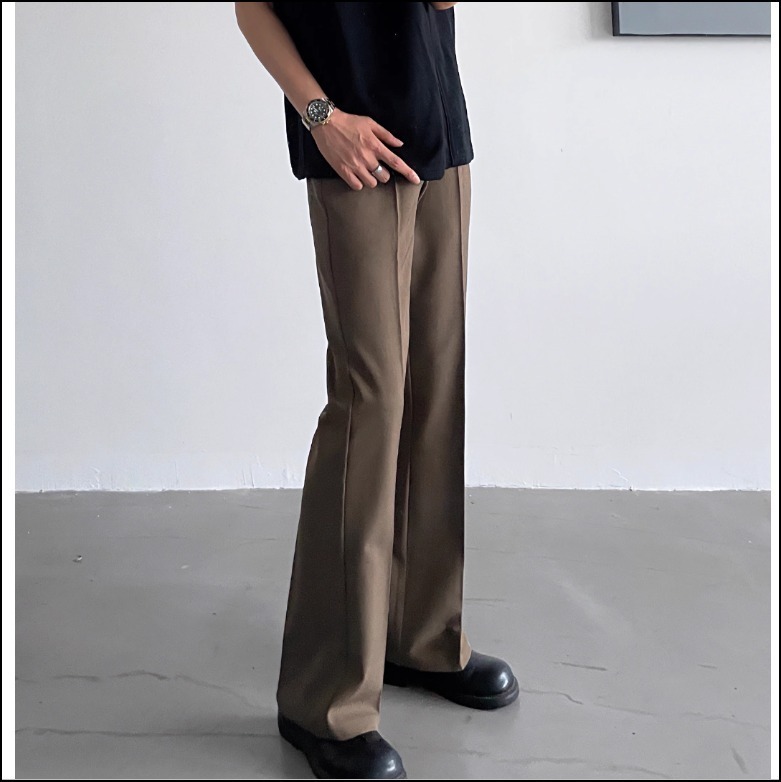 メンズ フレア スリムフィット スーツパンツ