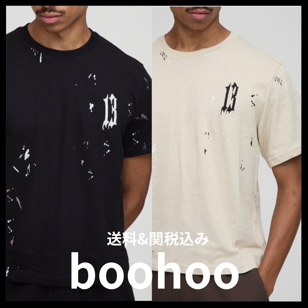 《boohoo》ペイントスプラッターTシャツ