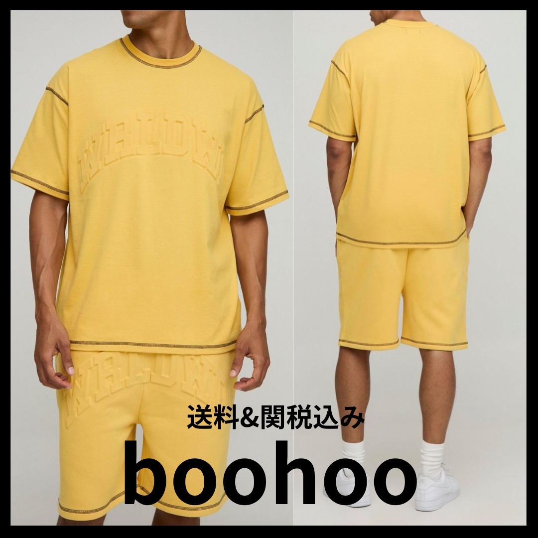 《boohoo》エンボスステッチTシャツ&ショーツセット