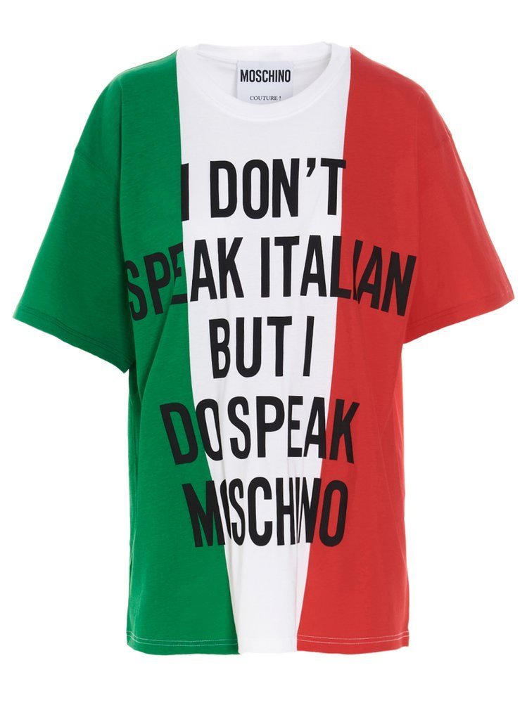 Moschino イタリアン スロカン フリント Tシャツ A07060540 1888