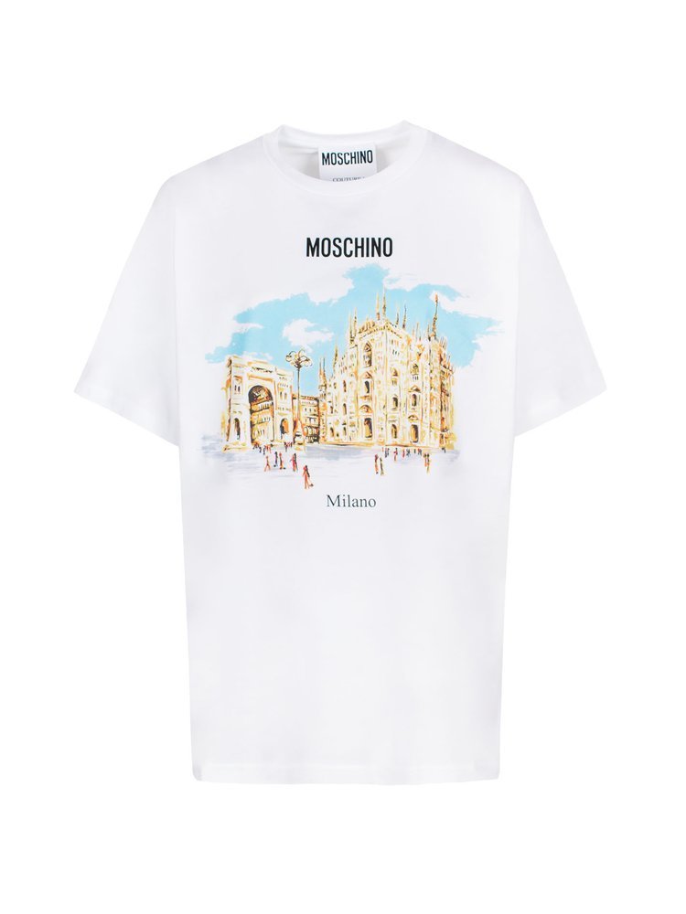 Moschino イラストフリントクルネックTシャツ 07120541A 1001