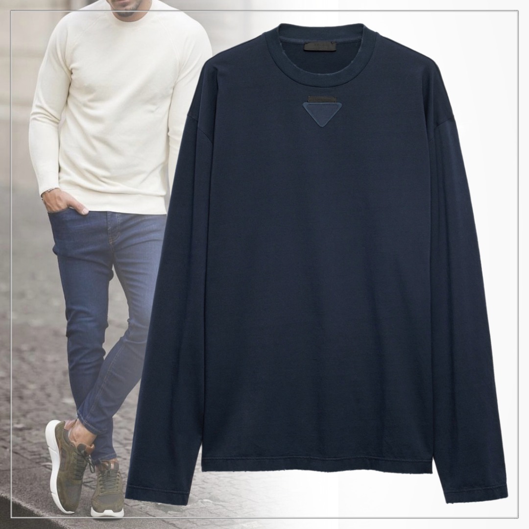 【大人気】PRADA◆コットン 長袖Tシャツ オーバーサイズ ロンT