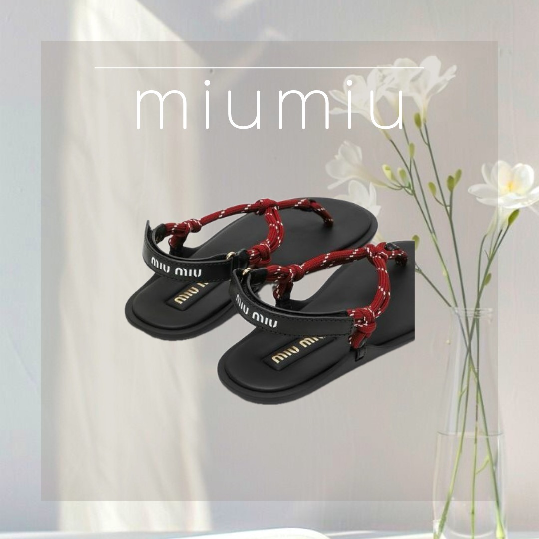miumiu ロープとレザーのリヴィエール サンダル 5Y408E2CSPF03S9