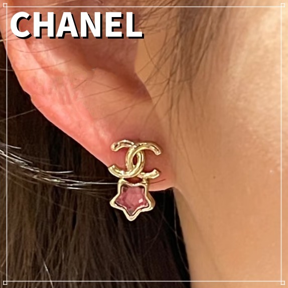ギフトにも CHANEL ピアス ゴールド CCロゴ 星 アクセ シンプル