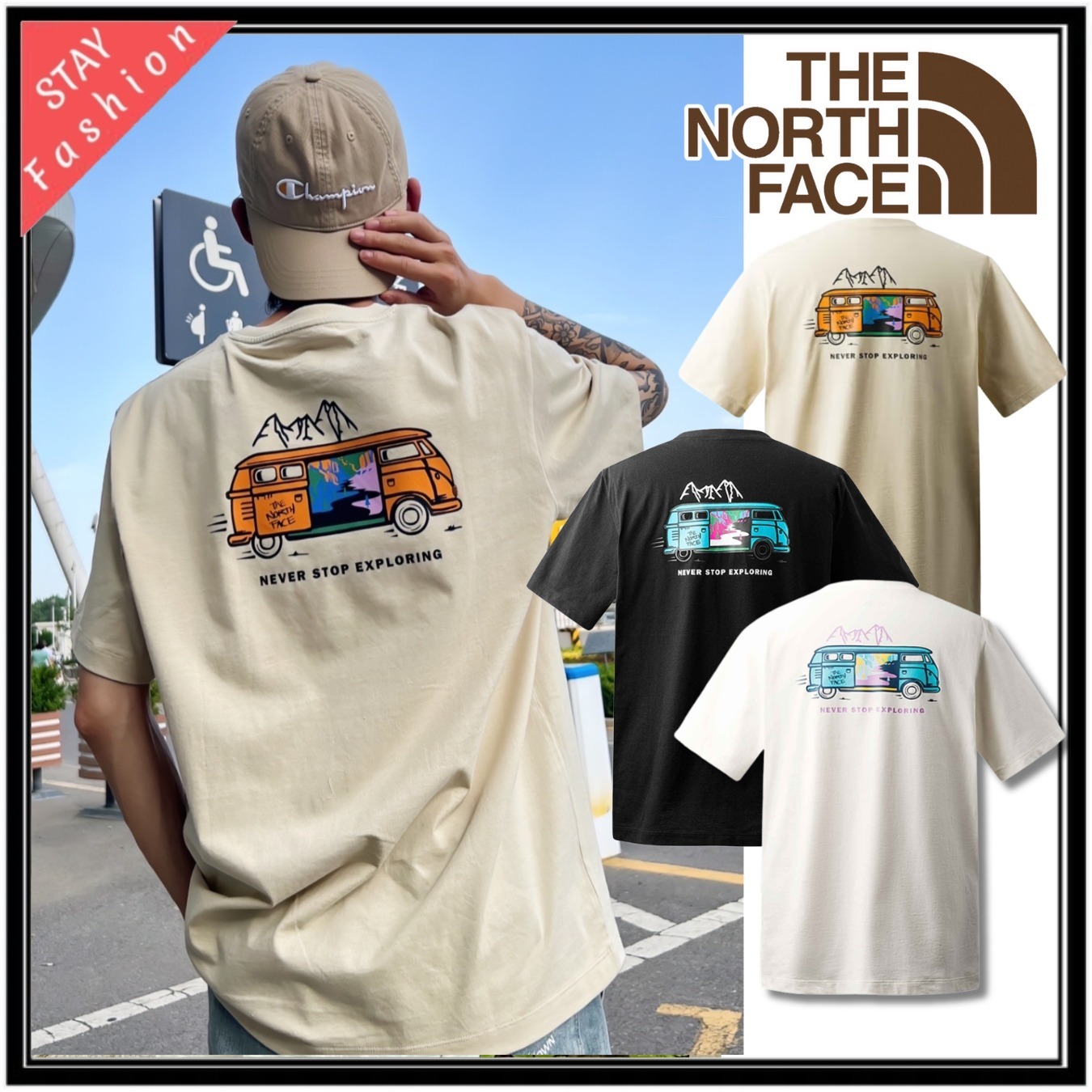 ★海外限定かわいい! THE NORTH FACEキャンプバスTシャツ#2