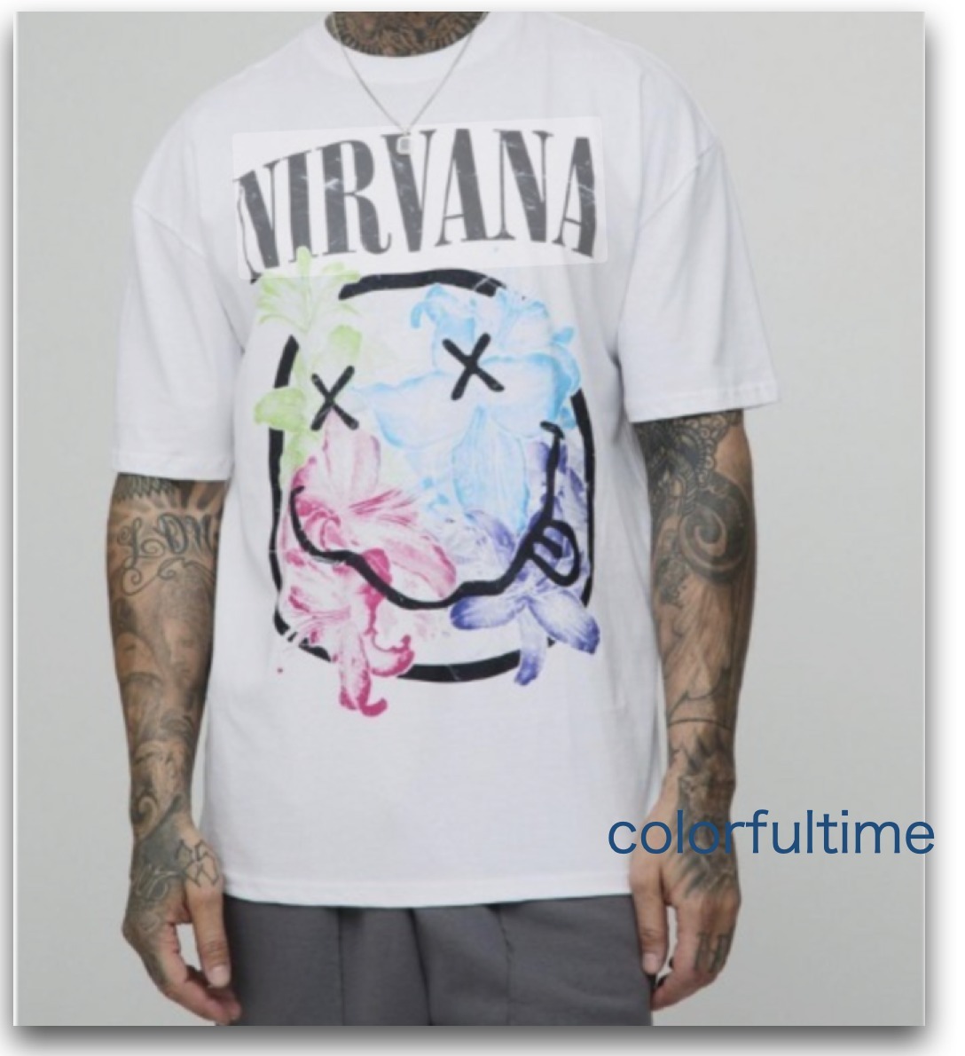 ◆boohooh◆ニルヴァーナ ホワイト ライセンス Tシャツ