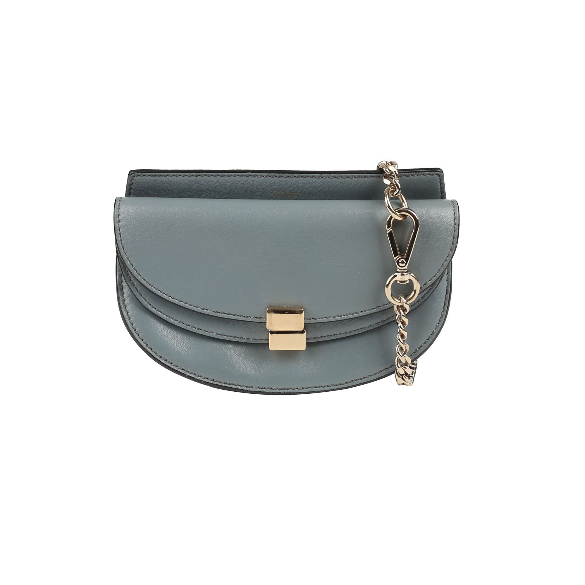 chloe■ダークグリーン レザー ジョージア チェーンベルトバッグ
