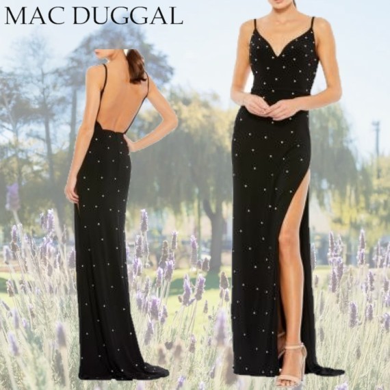 【Mac Duggal】ラインストーン スウィートハート コラム ガウン