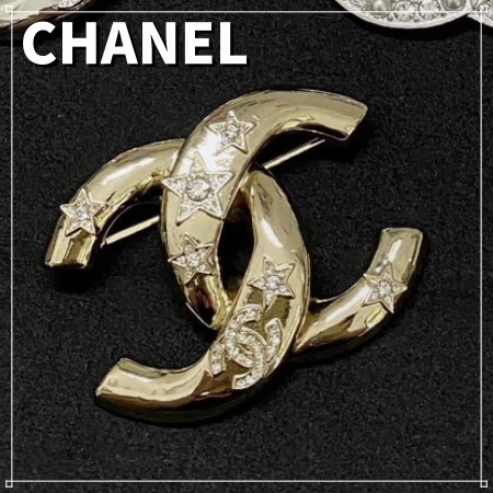 限定 CHANEL ブローチ CCロゴ ゴールド 星 ストーン アクセ