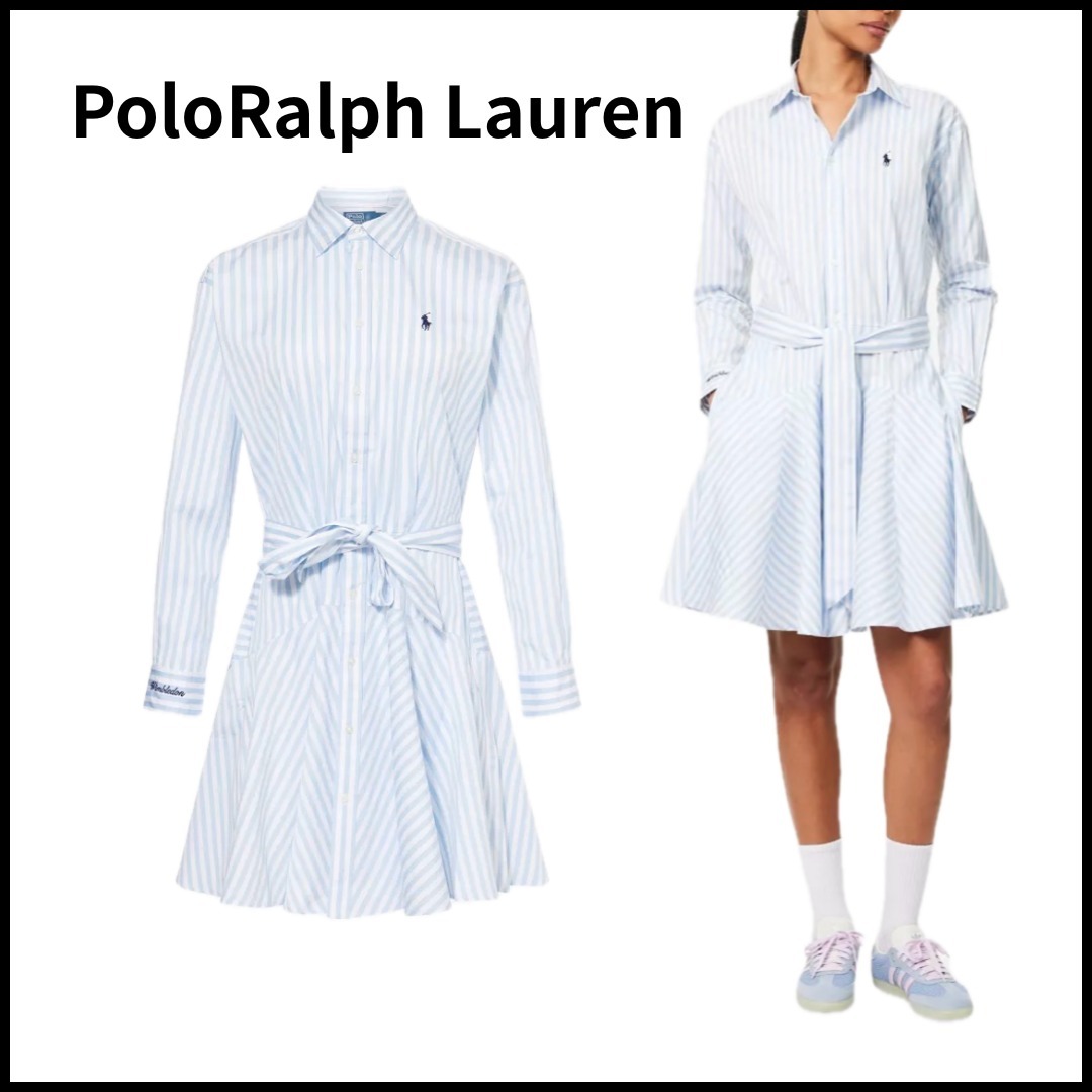 ポロラルフローレンx Wimbledonストライプコットンミニドレス