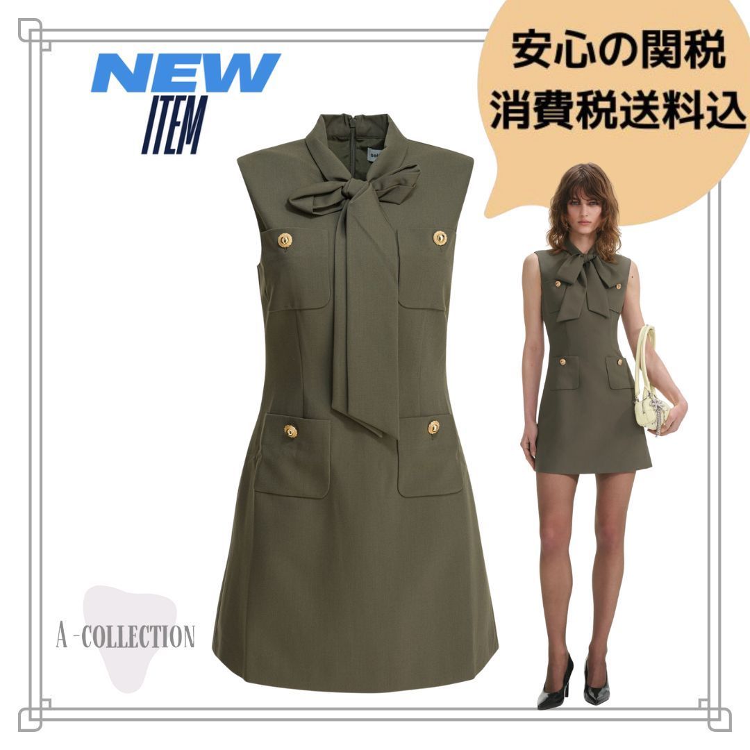 セルフポートレート カーキ ツイル ミニドレス ワンピース