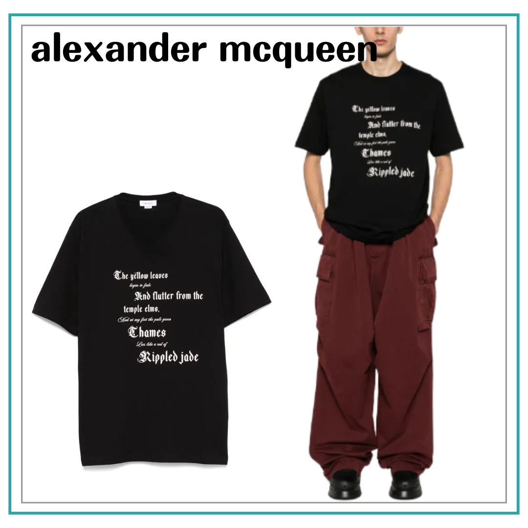 【alexander mcqueen】コットンのスローガンTシャツ【関税込み】