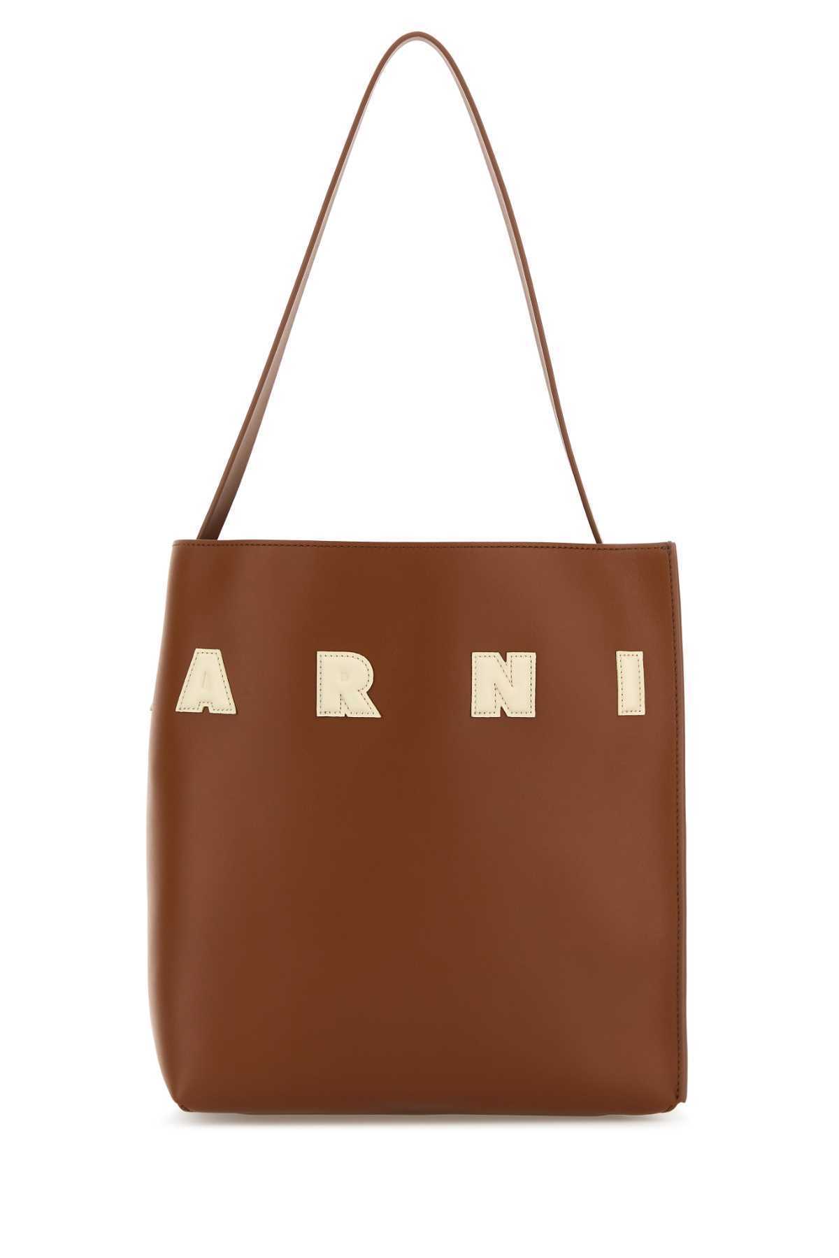 トートバッグ MARNI Caramel Leather Small Museo Shoulder Bag