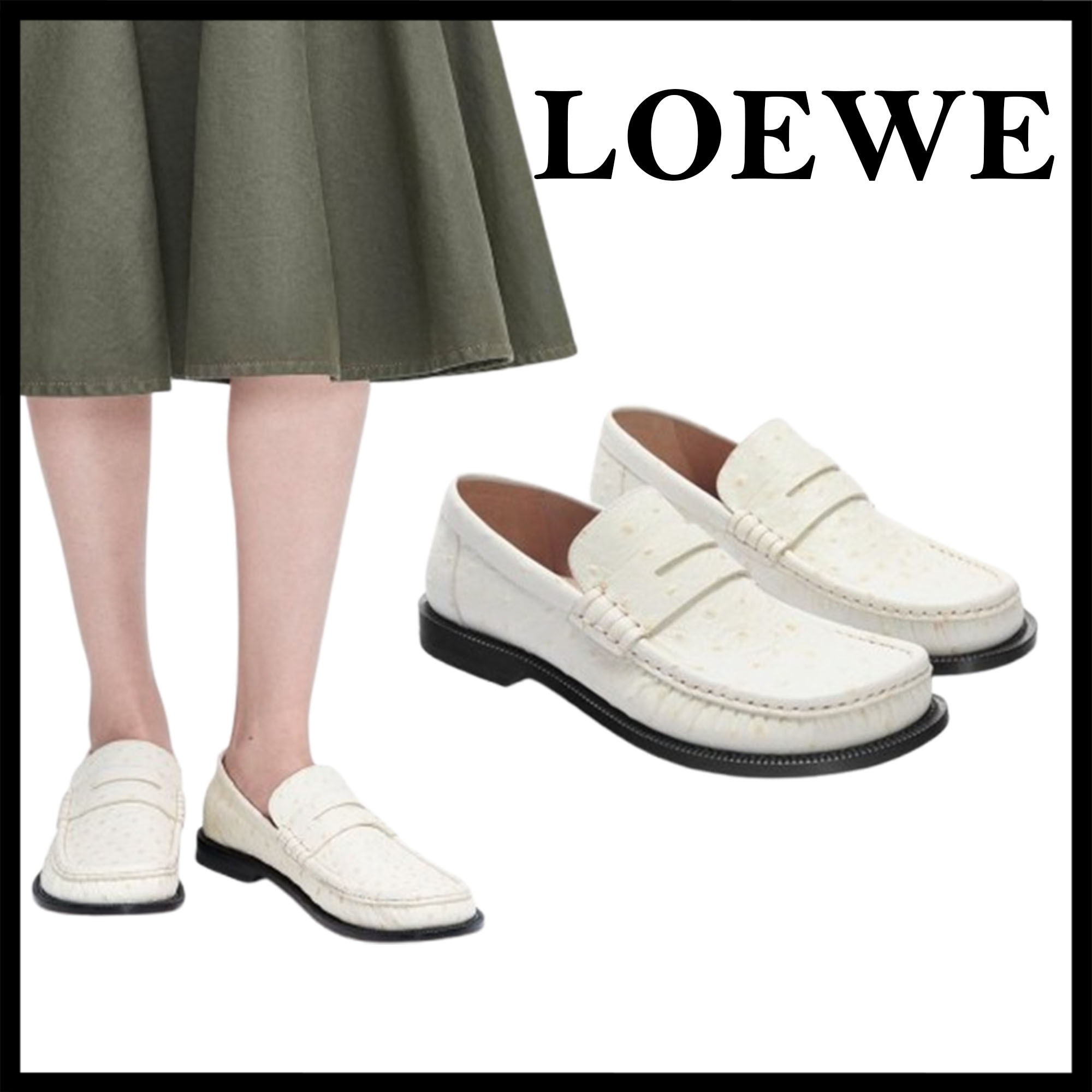 LOEWE直営店 エンボス加工カーフスキンのカンポモカシン