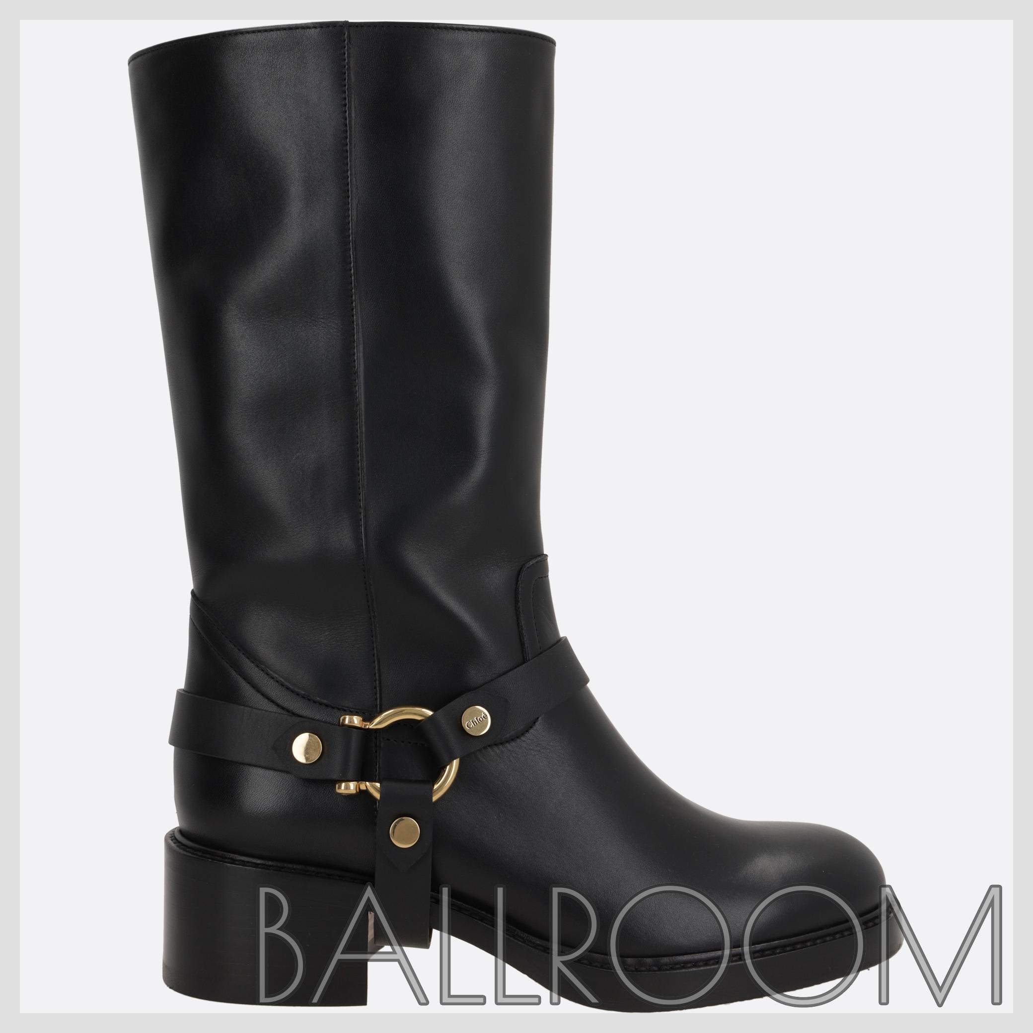 ブーツその他 CHLOE DAKOTA SMOOTH LEATHER BIKER BOOTS