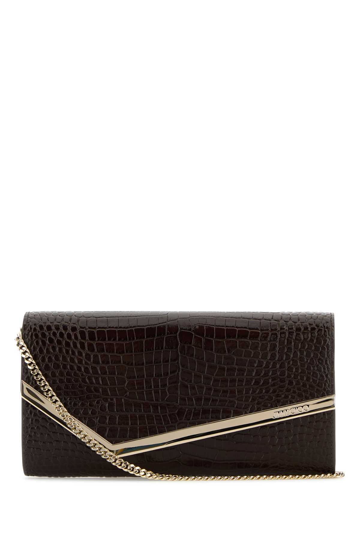 ショルダーバッグ・ポシェット JIMMY CHOO Chocolate Leather Emmie Clutch