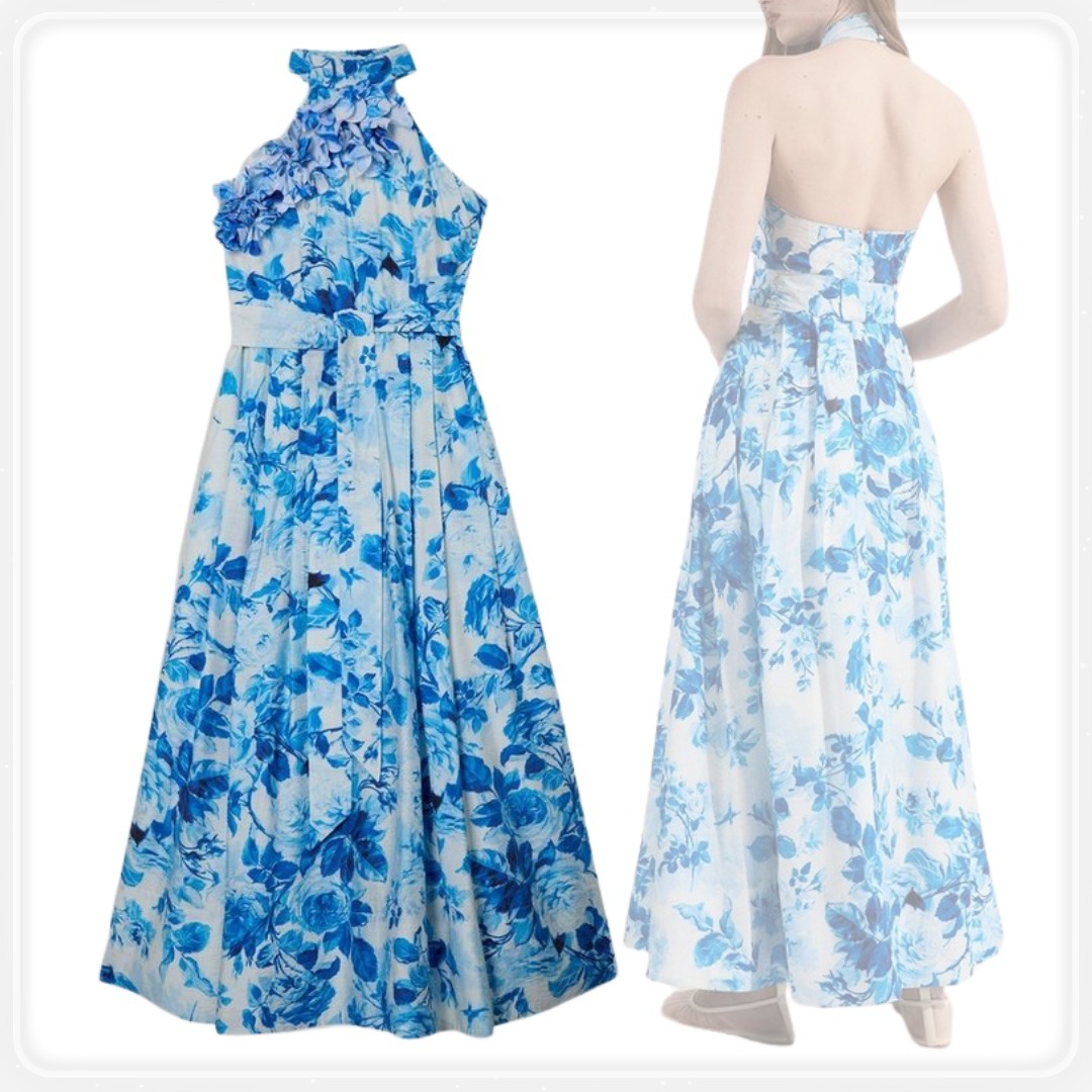 【Karen Millen】フローラル アップリケ ベルト付 マキシドレス